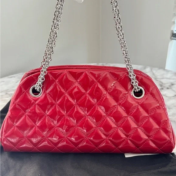 Chanel Mademoiselle Red Quilted Patent Leather Bag - Picture 13 of 13
